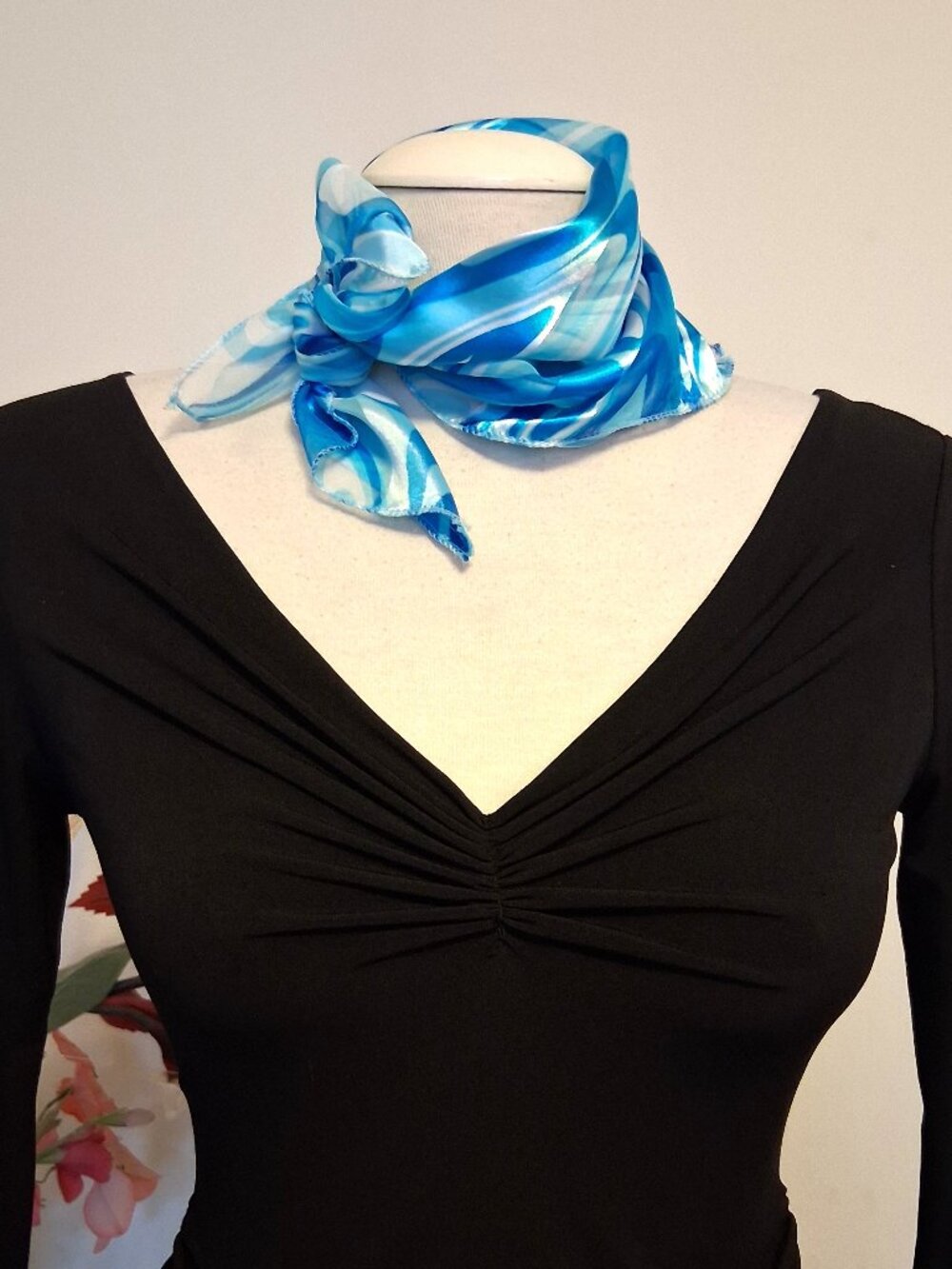 Vintage Square Scarf Medium Abstract Geometric Neck Wrap Scarves